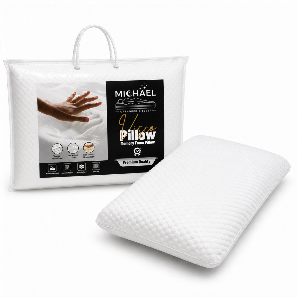⁦כרית אורתופדית MICHAEL memory visco pillow⁩ – תמונה ⁦1⁩